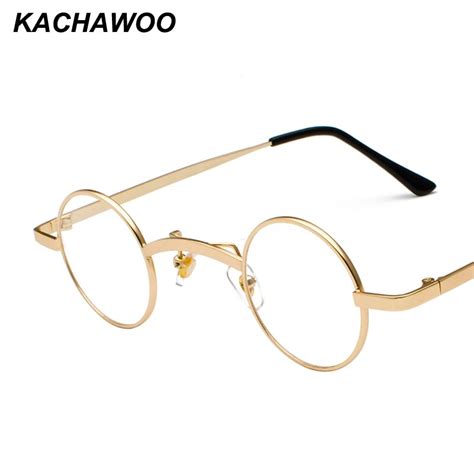 Kachawoo Small Round Eyeglasses Men Retro Style Gold Metal Glasses Frame Women Nerd Decoration