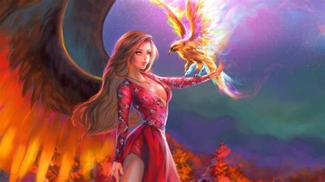 2048x1152 Fantasy Girl With Phoenix 2048x1152 Resolution Hd 4k