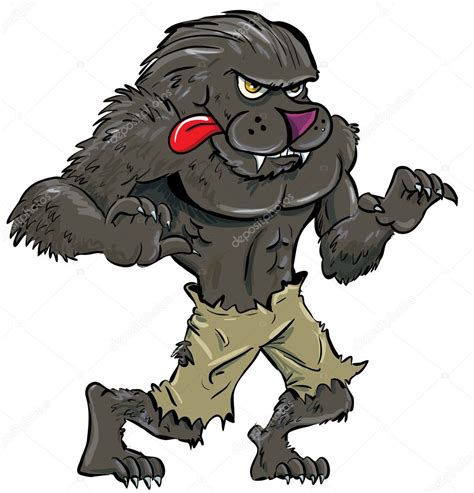 Cartoon Wolf Tongue Cartoon Werewolf With Tongue — Stock Vector