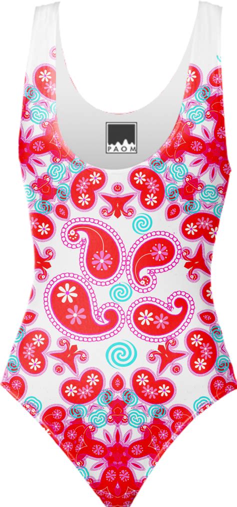 Shop Pretty Modern Floral Paisley Patterned Summer Swimsuit One Piece