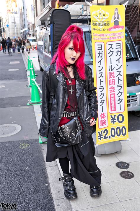 Punk Style Harajuku Girl In Leather Jacket Tokyo Fashion