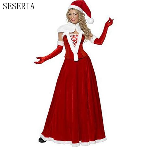Seseria 5 Pcs Women Christmas Costumes Sexy Red Christmas Dress Santa Claus Costumes For Adults