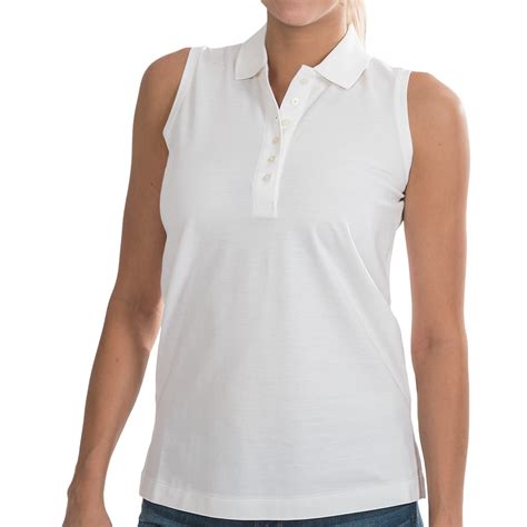 Double Mercerized Cotton Polo Shirt Sleeveless For Women