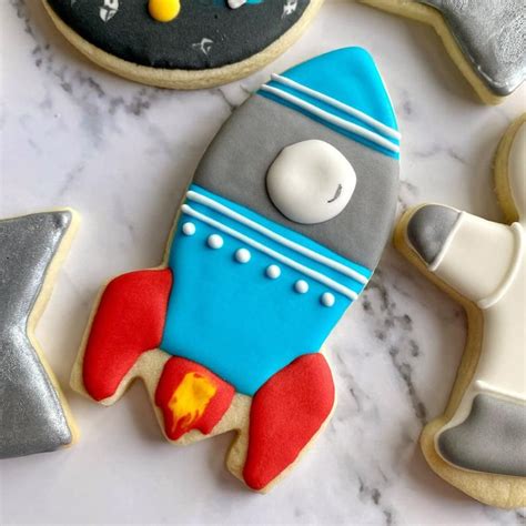 Outer Space Birthday Sugar Cookies Rocket Cookies Astronaut Etsy