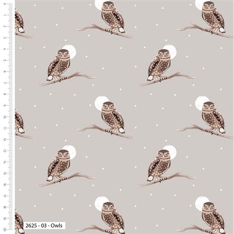 Snowy Woodland 2625 03 Owls Beige Fashion N Fabrics