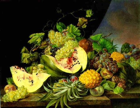 An Exotic Still Life With Pineapples Melons Medlars Grapes Plums