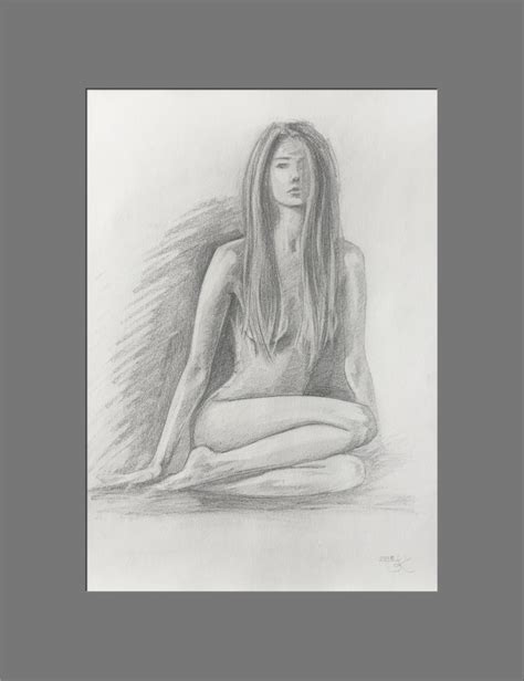 Dibujo a lápiz original de mujer desnuda mujer nudeart Etsy España