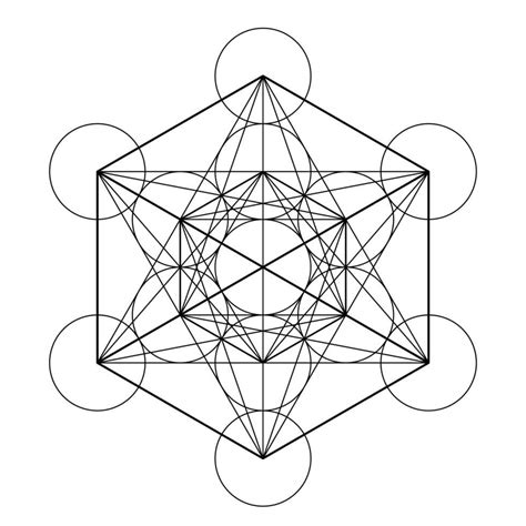 Metatron Cube Symbol On A Starry Sky Elements Of Sacred Geometry Cubes