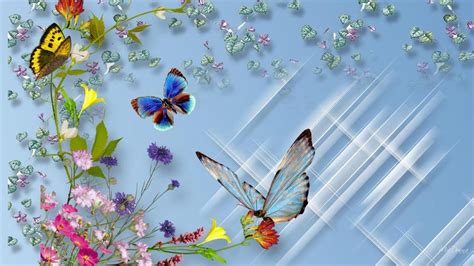 Wild Flower Butterflies Wallpaper Nature And Landscape