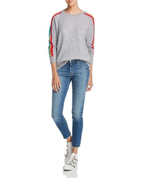 Aqua Rainbow Stripe Cashmere Sweater 100 Exclusive Women
