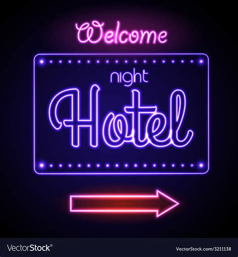 Neon Sign Night Hotel Royalty Free Vector Image
