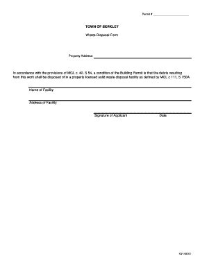 Fillable Online Copy Of Waste Disposal Form Fax Email Print Pdffiller