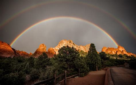 Double Rainbows Over The Mountains Wallpaper Nature And Landscape