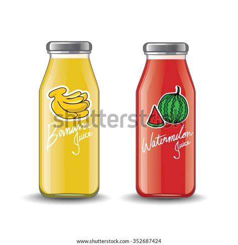 Banana Watermelon Bottle Juice Vector Illustration Stock Vector