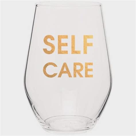Self Care Gold Foil Stemless Wine Glass