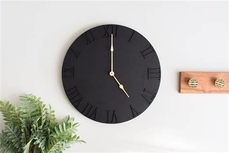 Large Black Wooden Clock Minimalist Wall Clock Unique Wall Etsy Canada