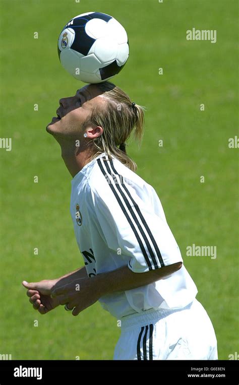 Real Madrids David Beckham Shows Off His Skills In His New Kit At The