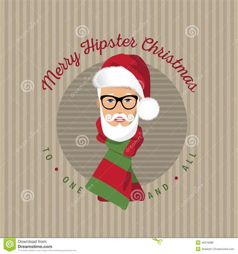 Hipster Santa Claus Greeting Card Stock Vector Illustration Of