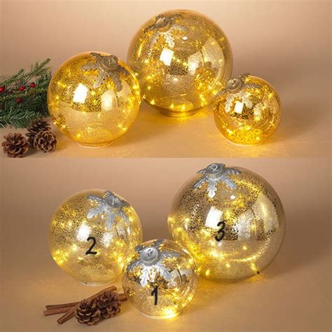Battery Operated Lighted Mercury Glass Ornaments 3 Large Is 98 Di