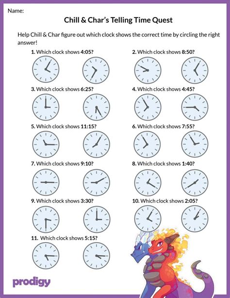 Telling Time Worksheets 20 Effective Practice Materials Prodigy