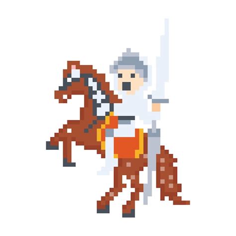 Premium Vector Knight Cartoon Character In Pixel Art Style Pixel Art