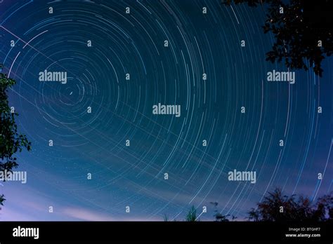 Star Trails Around Polaris The North Pole Star Interspersed With