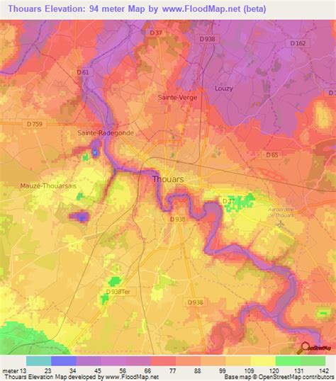 Elevation Of Thouars France Elevation Map Topography Contour