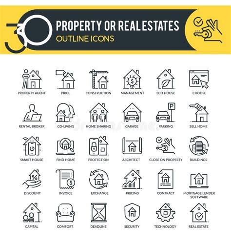 Property Or Real Estates Icons Stock Illustration Illustration Of