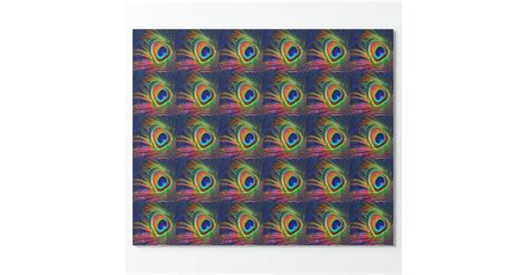 Colorful Peacock Feather Print Wrapping Paper Zazzle