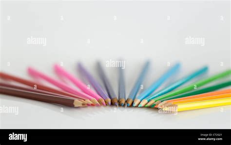 Arrangement Of Coloured Pencils Stock Photo Alamy