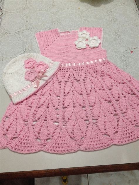 Vestido Em Croche Infantil Com Touca Artesanato Flor De Lis Elo7