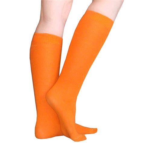 Thin Solid Orange Knee Highs