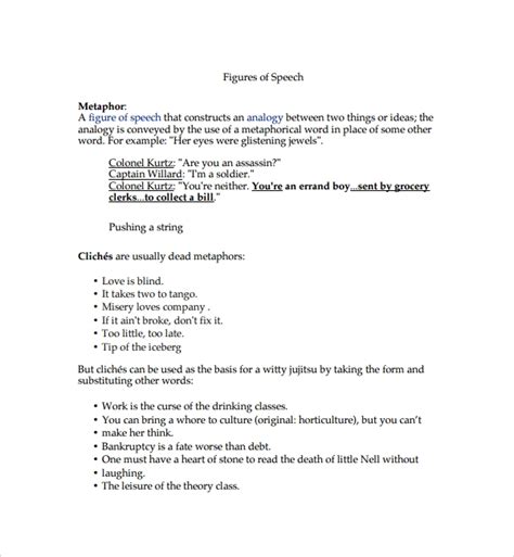 In the following examples, metaphors are underlined. FREE 8+ Sample Figure of Speech Example Templates in PDF ...