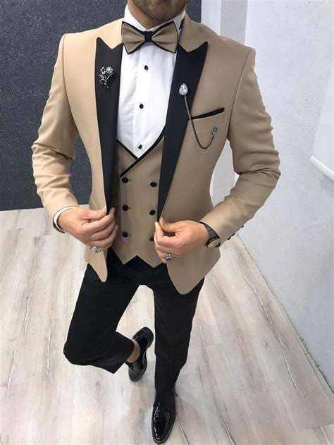 Royal Golden Slim Fit Tuxedo Prom Suits For Men Tuxedo For Men