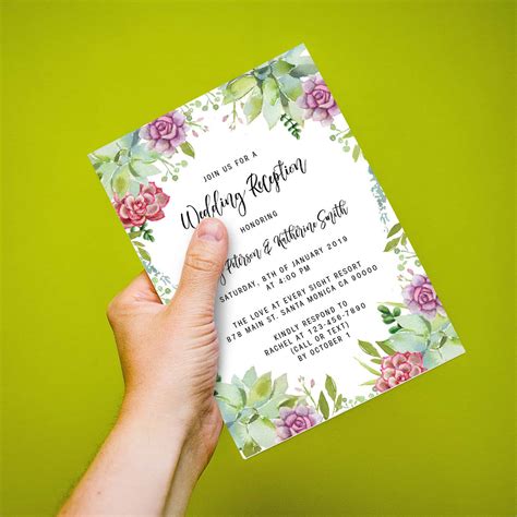 Wedding Reception Cards Printed And Printable Wedding Announcement