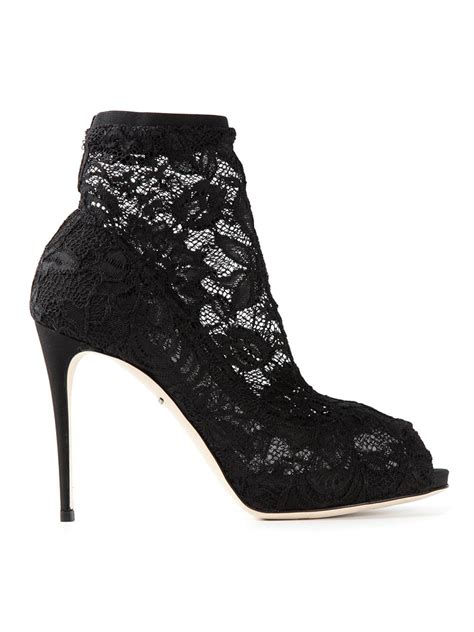 Dolce And Gabbana Lace Ankle Boots In Black Lyst