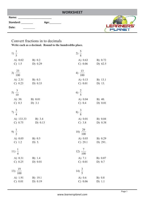 Grade 5 Decimal Multiplication Worksheets Times Tables Worksheets