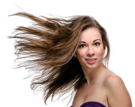 Attractive Woman With Flying Long Hair Stock Photo Image Of Object