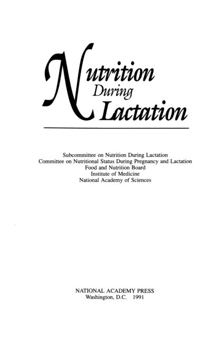 Nutrition During Lactation