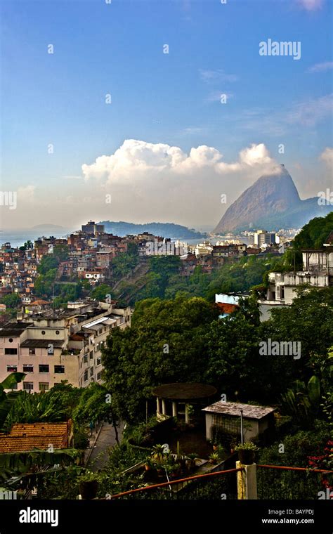 Rio De Janeiro Sugarloaf Mountain With Favela Santo Amaro Shantytown