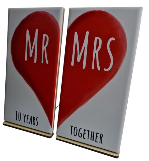Mr And Mrs 10 Years Together 10th Anniversary Double Tile Etsy
