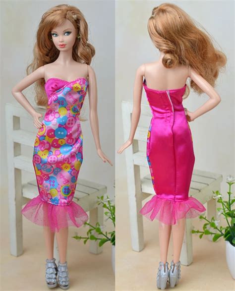 Pink Sleeveless Sexy Long Fitting Dress For Barbie Dolls Vestidos Party Dress Clothes For 16