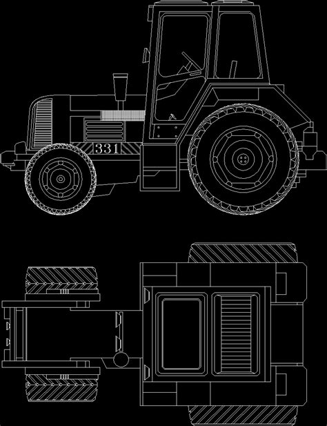 Tractor Dwg Elevation For Autocad Designs Cad