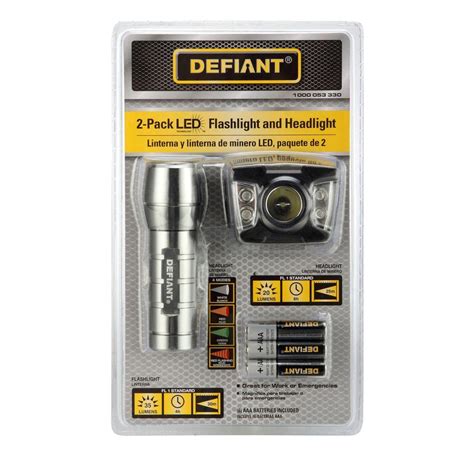 Defiant Led Flashlight And Headlight 2 Per Pack Hd14q403 The Home Depot