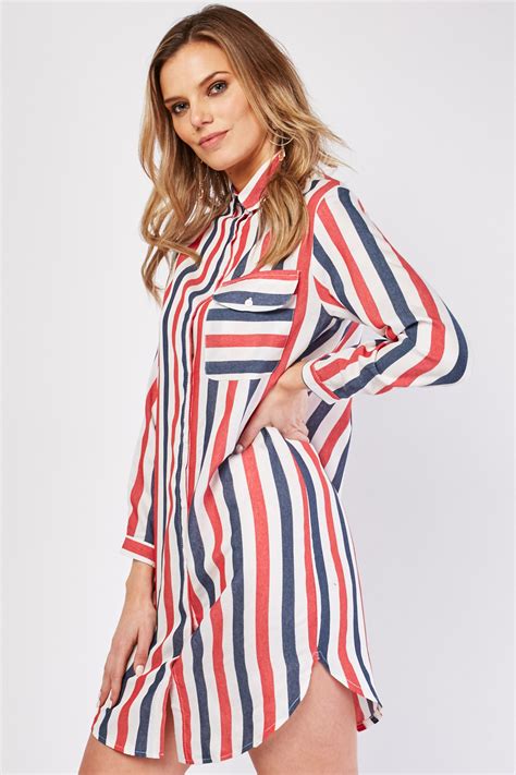 Vertical Striped Mini Shirt Dress Just 7