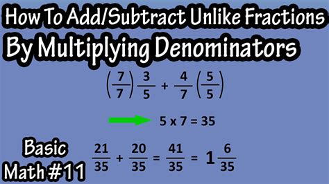How To Add And Subtract Unlike Fractions By Multiplying The