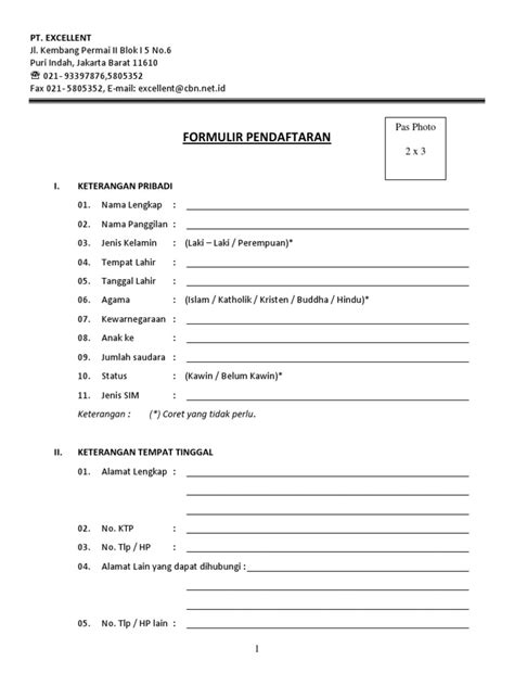PDF Contoh Formulir Lamaran Kerja 1 Pdf DOKUMEN TIPS