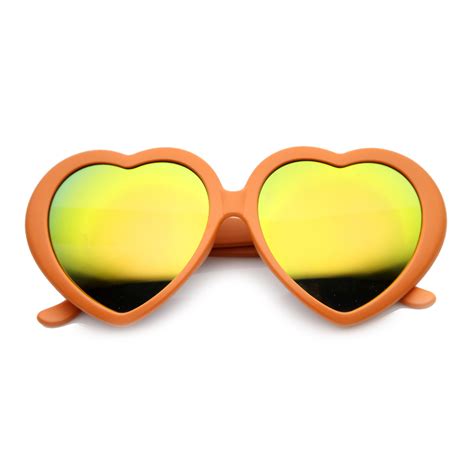 sunglassla womens oversized color flash mirror lens love heart shape sunglasses