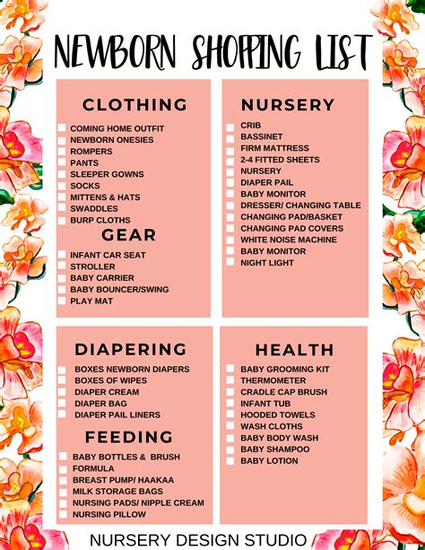 Newborn Baby Shopping List For First Time Moms Printable Checklist