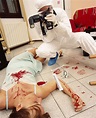 Photographing crime scene - Stock Image - H200/0133 - Science Photo Library